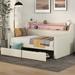 Twin Size PU Leather Upholstered Daybed with 2 Drawers and LED Lights