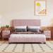 3-Pieces Bedroom Sets Queen Platform Bed Frame with 2 Nightstands, Pink