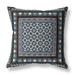 16" X 16" Black And Blue Floral Blown Seam Suede Throw Pillow