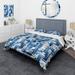 Designart "Urban Cobalt Blue And Bwhite Grid Geometric II" White Modern Bedding Cover Set With 2 Shams