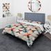 Designart "Red And Grey Lattices Geometric Matrix Grid" Grey Modern Bedding Cover Set With 2 Shams