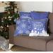 Set Of Four 18" X 18" Blue Zippered Polyester Christmas Reindeer Throw Pillow