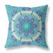 16" X 16" Blue And Purple Geometric Blown Seam Suede Throw Pillow