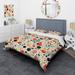 Designart "Midcentury Pastel Fruits Pattern" Coral Modern Bedding Set With Shams