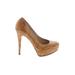 KORS Michael Kors Heels: Slip On Platform Cocktail Party Tan Solid Shoes - Women's Size 7 - Round Toe