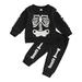 Tosmy Toddler Boys Girls Clothes Set Long Sleeve Skeleton Print Tops Pants 2 Piece Outfits Set For Kids Kids Outfits