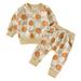 Tosmy Toddler Kids Boys Girls Clothes Set Outfit Pumpkins Print Long Sleeve Sweatshirt Tops Pants Pajams 2 Piece Set Outfits Kids Outfits