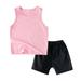 Shiningupup Little Child Boy Shorts Set Solid Color Sleeveless Tank Top Vest Elastic Waist Shorts Set 2Pcs Casual Outfits Summer Clothes Outfit Boy Baby Clothes Boy Long Sleeve Sets