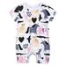 Wiueurtly Baby Gender Neutral Toddler Kids Baby Boys Cartoon Print Romper Jumpsuit Outfit Clothes Summer