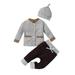 Toddler Boys Girls Long Sleeve Striped Prints Pants Hat Outfits Baby Outfit 0 3 Months Boy Baby Boy Outfits 12 18 Months Fall Toddler Romper 2T Boy Long Sleeve Baby Bodysuit Dress Set