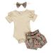 KDFJPTH Toddler Outfits for Girls Kids Baby Romper Bodysuit+Flower Print Shorts Children Clothes Sets