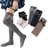 Godderr 2 Pairs Kids Teen Girl s Thigh High Socks 3-12Y Little Girl s Knee High Socks Extra Long over Knee Thigh High Stockings Warm Long Socks Toddler Bow High Boot Stockings