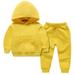 VERUGU Girls Clothing Sets Toddler Baby Casual Long Sleeve Solid Round-Neck Hoodie with Pocket Fashion Outdoor Sports Pants Two Piece Set Yellow 9-10 Years