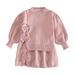Wiueurtly Juniors Tops for Teen Girls Toddler Girls Long Sleeve Sweet Bow Sweater Two Piece Set Fashion Preppy Princess Knit Two Dresses Outfits