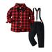 Toddler Boy Clothes Christmas Baby Boy Clothes Baby Plaid Shirt Suspender Pants Set Outfit Boys Size 6 8 Toddler Boy Shirts 3T Baby Rompers Boy Winter Baby Bodysuit Girl Summer