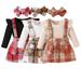 Godderr 3PCS Toddler Baby Girls Dress Suspender Skirt Set Outfits Ruffled T Shirts Skirts Set Newborn Girl Christmas Dresses Outfits for 0-3Y