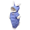 TOWED22 Baby Snowsuit Boy Girls Jacket Hooded Outerwear Jumpsuit Coat Rabbit Ear Thick Boys Romper Jacket Baby Blue 3-6 M