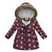 Baby Deals!Toddler Girl Clothes Clearance Winter Coats for Girls Clearance Hooded Waterproof Floral Printed Kids Toddler Warm Snow Jacket Toddler Parka Jacket Toddler Jackets Clearance 2-11 Years