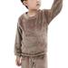 URMAGIC Toddler Unisex Solid Color Long Sleeve Round Neck Pullover Top Pants Flannel Hoodie Sportswear 2 Pcs Outfits