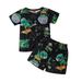 Shiningupup Toddler Boys Short Sleeve Cartoon Dinosaur Prints T Shirt Pullover Tops Shorts Kids Outfits for Kids Boys Toddler Boy Clothes Fall 3T 4T Baby Boy Rompers 9 12 Months