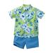 Shiningupup Summer Thin Boys Floral Print Loose Lapel Shirt Solid Color Shorts Two Piece Set Baby Boy 18 Months Toddler Boys Clothes Sets Size 6 7 Baby Rompers 0 3 Months Boy