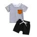 Shiningupup Toddler Boys Short Sleeve Striped Prints T Shirt Pullover Tops Shorts Outfits Toddler Toddler Boys Clothes Sets Size 6 7 Baby Boy Rompers Baby Bodysuit Boy White