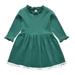 WOXINDA Toddler Kids Baby Girls Solid Ruffle Trumpet Collar Dress Outfits Clothes