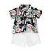 Toddler Boys Short Sleeve Floral Prints T Shirt Tops Shorts Child Kids Gentleman Outfits Baby Boy Baby Gifts for Boys Baby Rompers Boy Zipper Baby Bodysuit Boy Long Sleeve