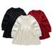 Godderr Toddler Kids Girls Knit Sweater Dress Baby Solid Color Bottom Princess Dress 2-8Y Crewneck Fall Winter Casual Dress