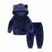 Loopsun Toddler Sweatsuit Sets Winter Girls Golden Velvet Hooded Pullover Long Sleeve Top Casual Pants Suit Navy