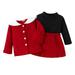 KDFJPTH Toddler Fall Outfits for Girls Autumn And Winter Black Sweater Skirt And Coat Solid Color Long Sleeved Doll Collar Coat with Side Slit Skirt Baby Three Piece Suit Clothes Sets for Children