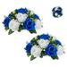 Silk Flowers Balls for Centerpieces 2 Pack Royal Blue & White Roses Artificial Floral Arrangement for Wedding Decor