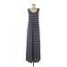 Stitch Between Casual Dress - A-Line Scoop Neck Sleeveless: Blue Stripes Dresses - Women's Size Medium