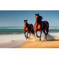 Wooden Adult Jigsaw Puzzle 1000 Piece, Two Brown Horse Running On Coast Jigsaw Puzzles 75X50Cm