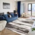 USTIDE Washable Living Room Rugs Modern Abstract Striped Area Rug Soft Faux Wool Area Rug Low Pile Nonslip Foldable Rug for Bedroom/Dining Room/Entry,120x180cm,Dark Brown