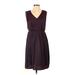 Simply Vera Vera Wang Casual Dress - A-Line V Neck Sleeveless: Burgundy Print Dresses - Women's Size Small