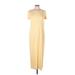 Liz Claiborne Casual Dress - Sheath Crew Neck Short sleeves: Yellow Print Dresses - Women's Size Large