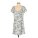 Z Supply Casual Dress - Shift Scoop Neck Short sleeves: Gray Camo Dresses - Women's Size Small