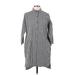 Trafaluc by Zara Casual Dress - Mini Collared 3/4 sleeves: Gray Checkered/Gingham Dresses - Women's Size X-Small