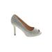 Lauren Lorraine Heels: Slip-on Stiletto Cocktail Ivory Shoes - Women's Size 7 1/2 - Peep Toe