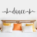 Dance Words Heartbeat Wall Sticker Vinyl Home Decor for Girls Room Bedroom Dance Studio Decoration