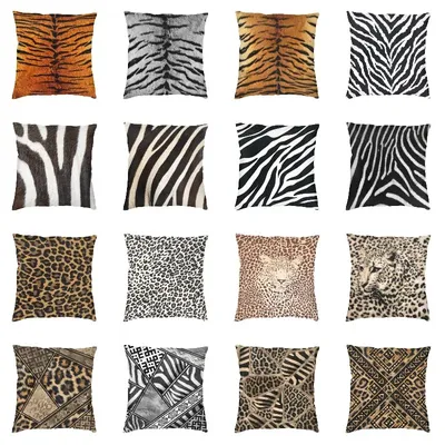 Tropical Wilden Tier Haut Leder Wurf Kissen Fall Hause Dekorative Leopard Tiger Zebra Streifen Sofa Image