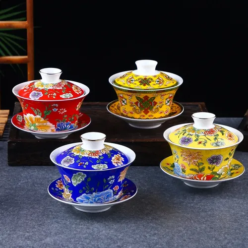 Hand Bemalte Blaue und Weiße Porzellan Gaiwan 300ML Tee-Set Kung Fu Tee-Set Tee Tasse Porzellan