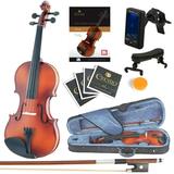 Mendini MV300 Solid Wood Violin with Tuner Lesson Book Extra Strings Shoulder Rest Bow and Case Satin Antique Finish Size 4/4 (Full Size)