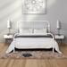 Mid-Century Modern Industrial Style Metal Bed Frame, Superior Quality Panel Bed Frame, Box Spring Needed, Full Size, White