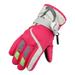 Biziza Waterproof Ski Snowboard Gloves Mittens Thinsulate Lined Winter Cold Weather Gloves for Boys and Girls Hot Pink