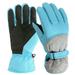 Biziza Waterproof and Insulated Kids Ski Gloves Keep Your Child Warm with Ski Gloves Designed for Winter Fun Cyan
