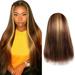 Ediodpoh Straight Line Hair Human Women s Brown Wig Hair Straight Long with Pre Plucked Wigs Long Brazilian Hair Wigs Wigs for Women Yellow