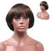 Ediodpoh Fashion Synthetic Mushroom Head BOB Brown Black Hair Wig Natural Hair Wigs Wigs for Women Brown