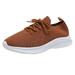 ZIZOCWA Women S Walking Shoes Solid Color Comfortable Lace-Up Tennis Sneakers Casual Soft Sole Mesh Lightweight Running Shoes Wide Width Brown Size6.5